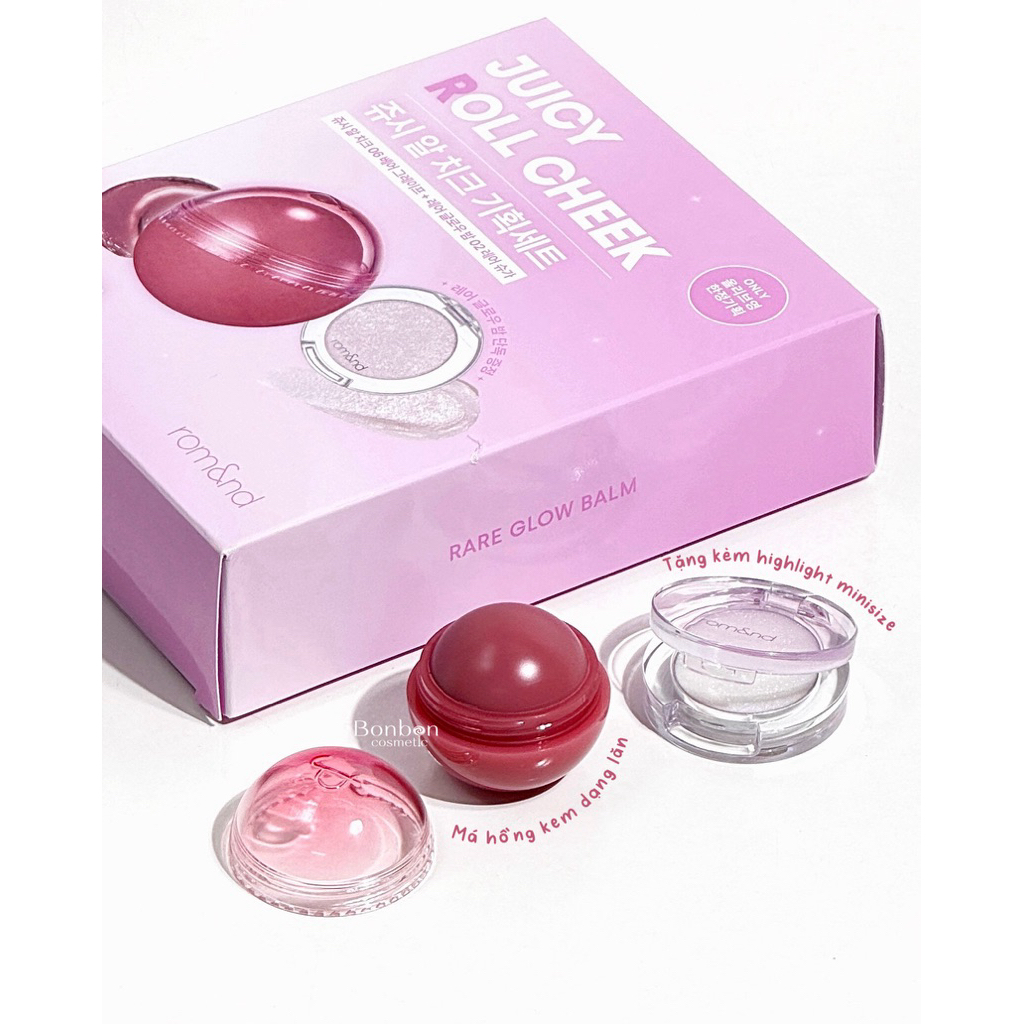 Set Má kem Romand Juicy Roll Cheek 06 - tặng kèm Highlight dạng balm 02- BONBONCOSMETIC