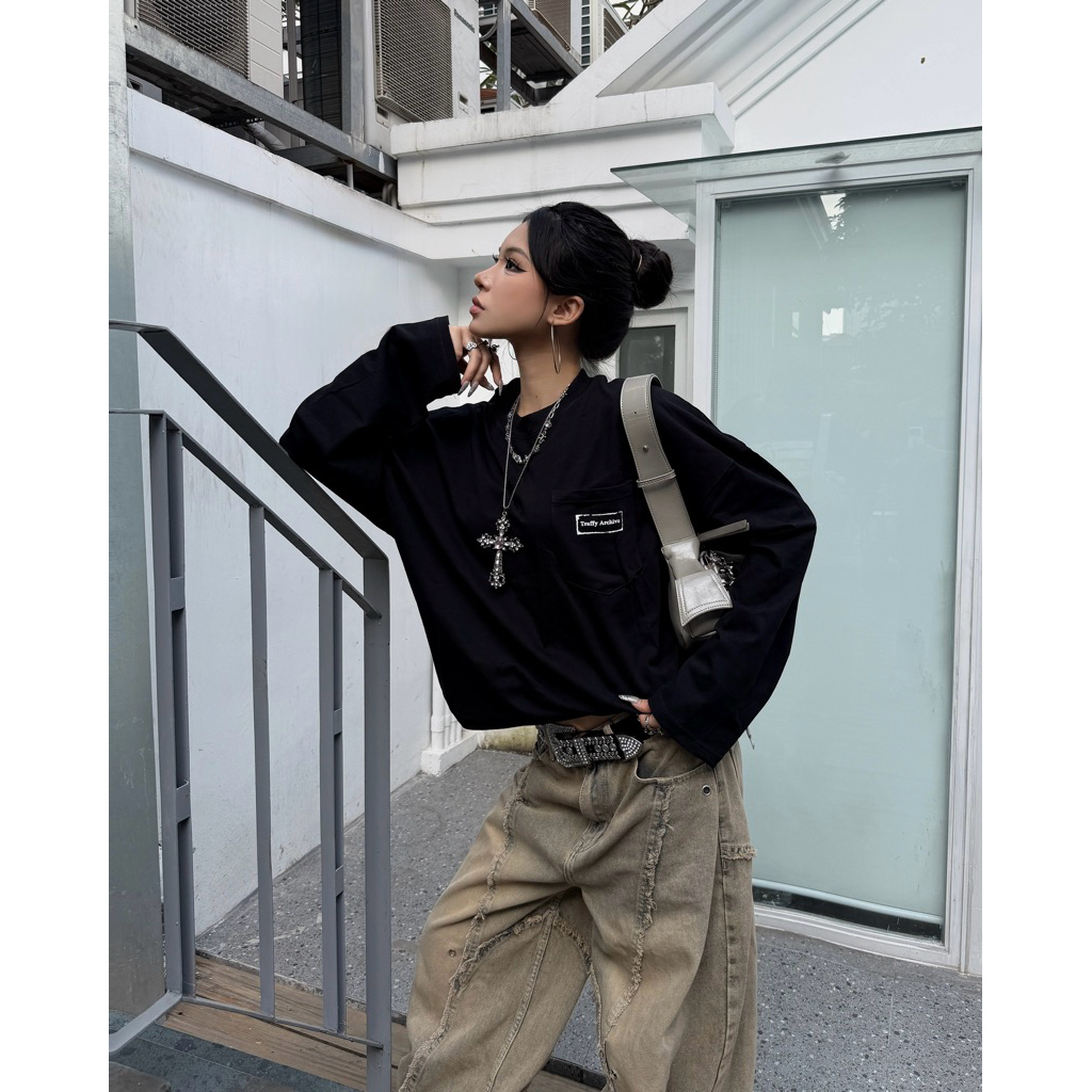 Áo Thun Tay Dài TRAFFY 77Fragile -THIS SIDE UP Form Oval Stargirl/ Starboy Cotton 2 Chiều Unisex | BigBuy360 - bigbuy360.vn