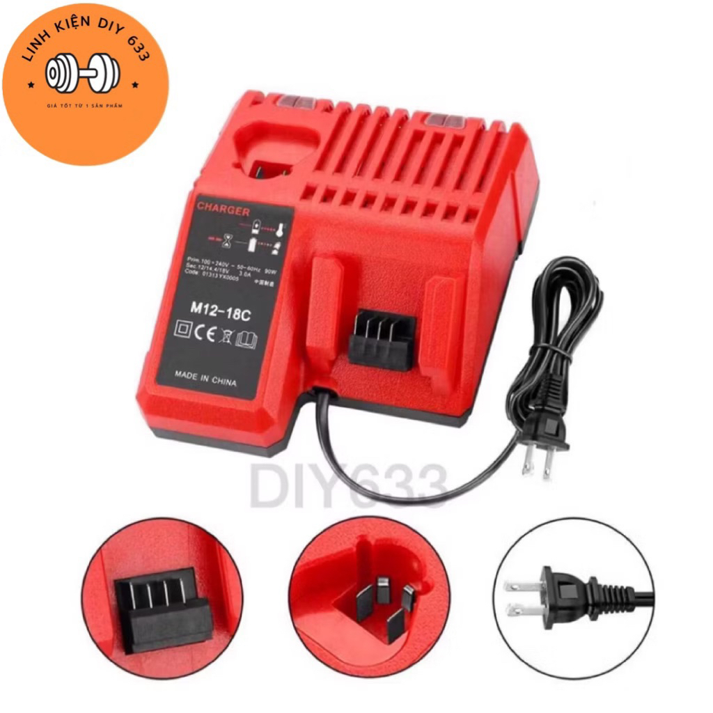 Sạc Milwaukee 12V - 18V 3A Full box (DIY633)