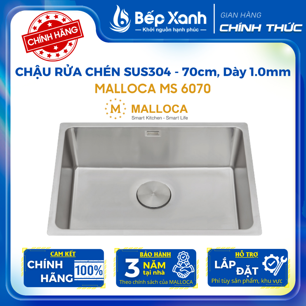 [CHÍNH HÃNG] Chậu rửa chén Malloca MS 6070/ MS 7645 - Thép không gỉ 304, bảo hành 3 năm