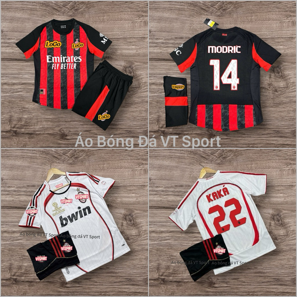 Bộ Quần Áo Bóng Đá CLB AC MILAN 2007 - ( Quần + Áo )- Vải Gai Thái Chuẩn thi đấu Top