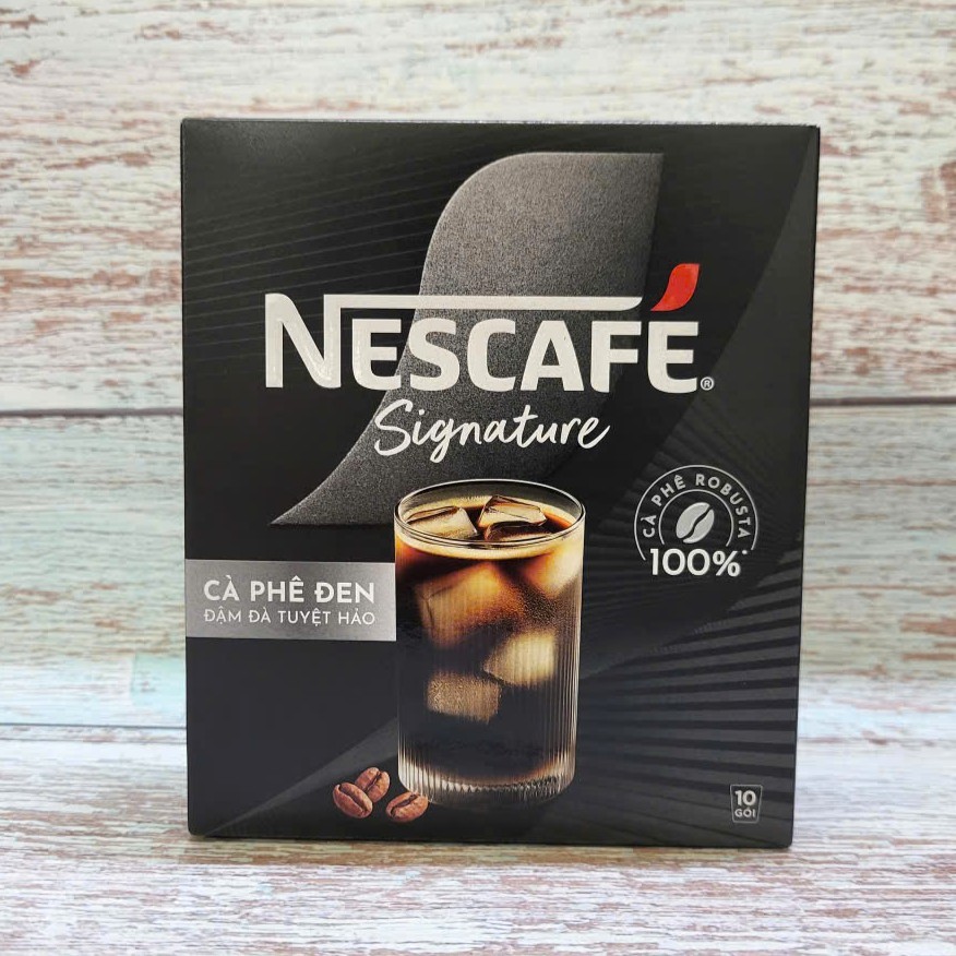 Hộp ĐEN SIGNATURE 105gr / 10 gói ++ CÀ PHÊ ĐEN ĐẬM ĐÀ TUYỆT HẢO NESCAFE Black Coffee