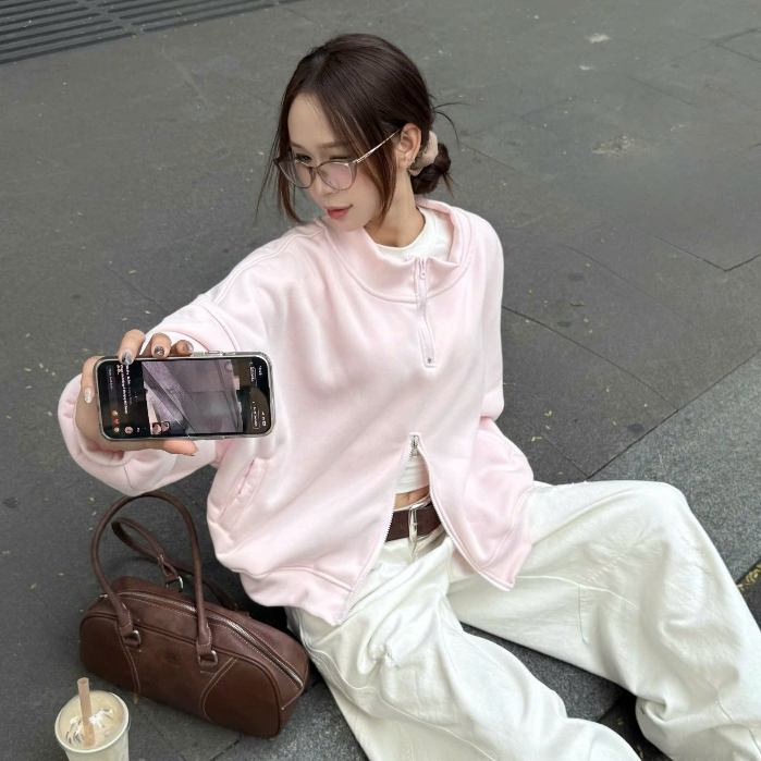 Set Bộ Nỉ Sweater Zip 2 Chiều Logo Thêu Boxy, Quần Short Nỉ Freesize Form Rộng Nhiều Màu SSSTore.Aesthetic | BigBuy360 - bigbuy360.vn