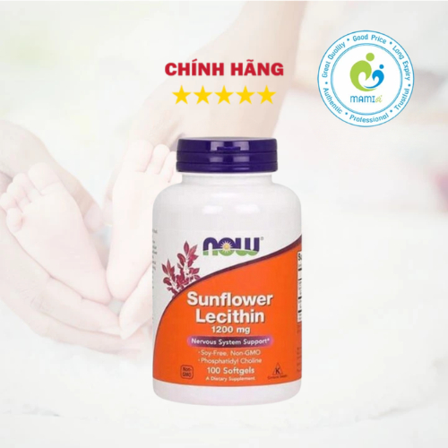 Now Sunflower Lecithin 1200mg, Mỹ (100v/200v) giúp chống tắc tia sữa sau sinh cho mẹ bú