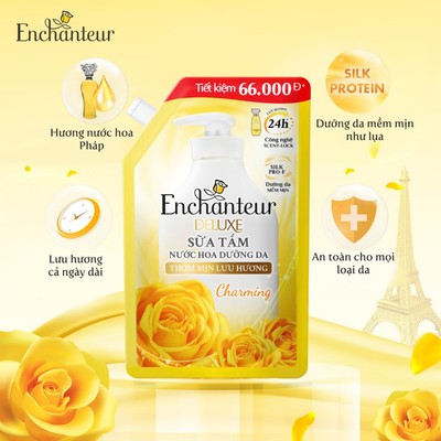 [KOL x Enchanteur] Tặng túi 450g - COMBO 3 Túi Sữa tắm hương nước hoa Enchanteur Glamour/ Charming 640g x 3