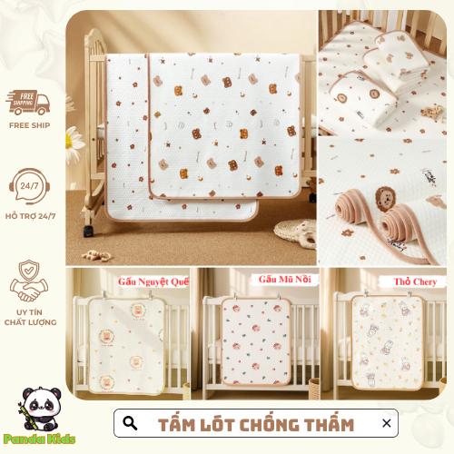 Lót Chống Thấm 4 Mùa Cho Bé Đáy Lưới Thoáng Khí Họa Tiết Hàn Quốc 70*50cm Panda Kids - HT723- HT669