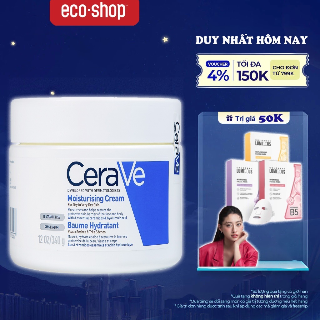 Kem Dưỡng Ẩm Cho Da Khô CERAVE 340G Phục Hồi Chuyên Sâu Tái Tạo Lại Da Bị Tổn Thương