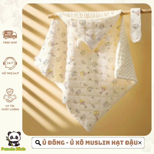 Ủ Choàng, Ủ Xô Muslin Hạt Đậu 80*80cm Panda Kids HT660 - HT627