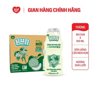  Sữa chua uống KUN dinh dưỡng lên men vị dưa lưới thùng 48 chai x 100ml 