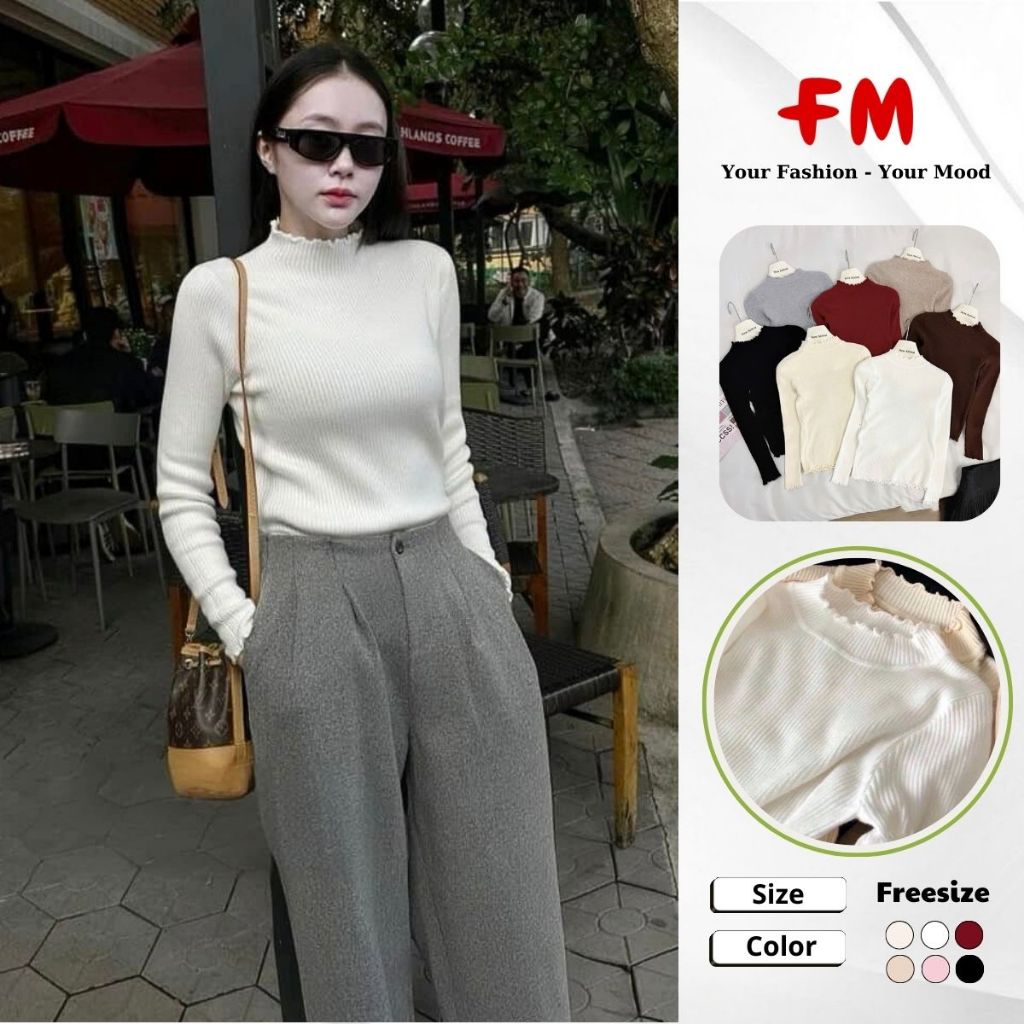 Áo Len Nữ Cổ Lọ Bèo 3P FMSTYLE SHOP – Tay Dài Dày Dặn, Giữ Ấm, Form Xinh Chuẩn Hàn 25112301