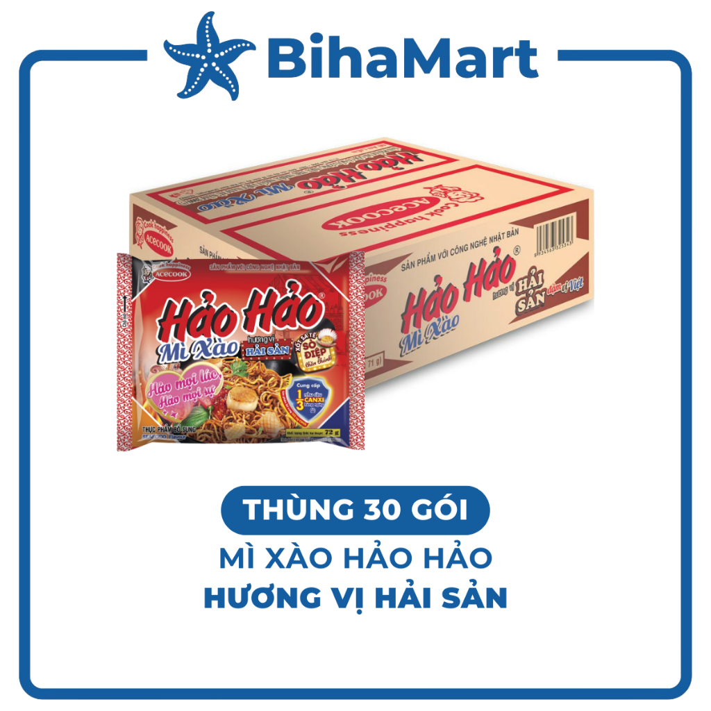 [THÙNG 30 GÓI]- ACECOOK - Mì Hảo Hảo hương vị mì xào hải sản- Mì ăn liền Hảo Hảo mì xào hải sản - Mì