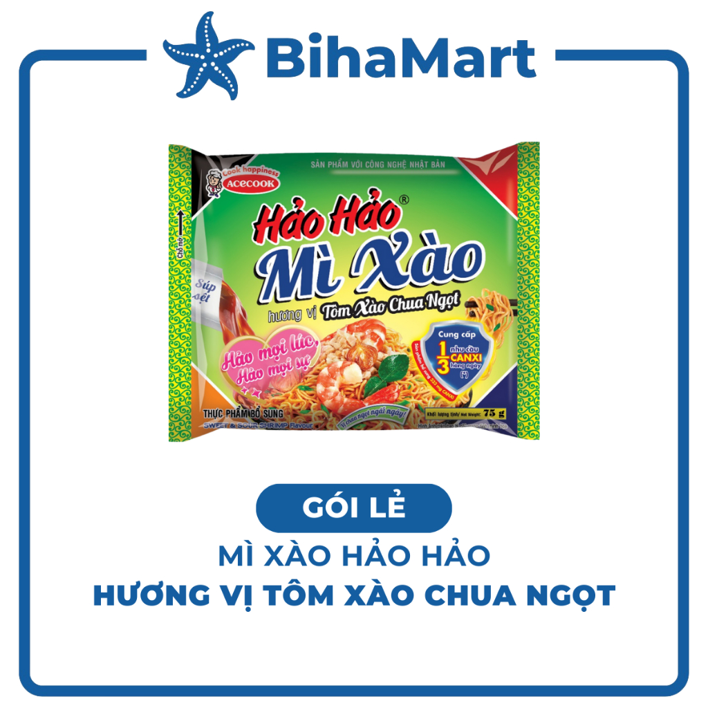 [GÓI LẺ] - ACECOOK - Mì Hảo Hảo hương vị mì xào Chua Ngọt - Mì ăn liền Hảo Hảo mì xào chua ngọt (Mì 
