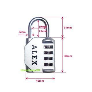 Ổ KHÓA SỐ ALEX LOẠI 4 SỐ CÀI ĐẶT