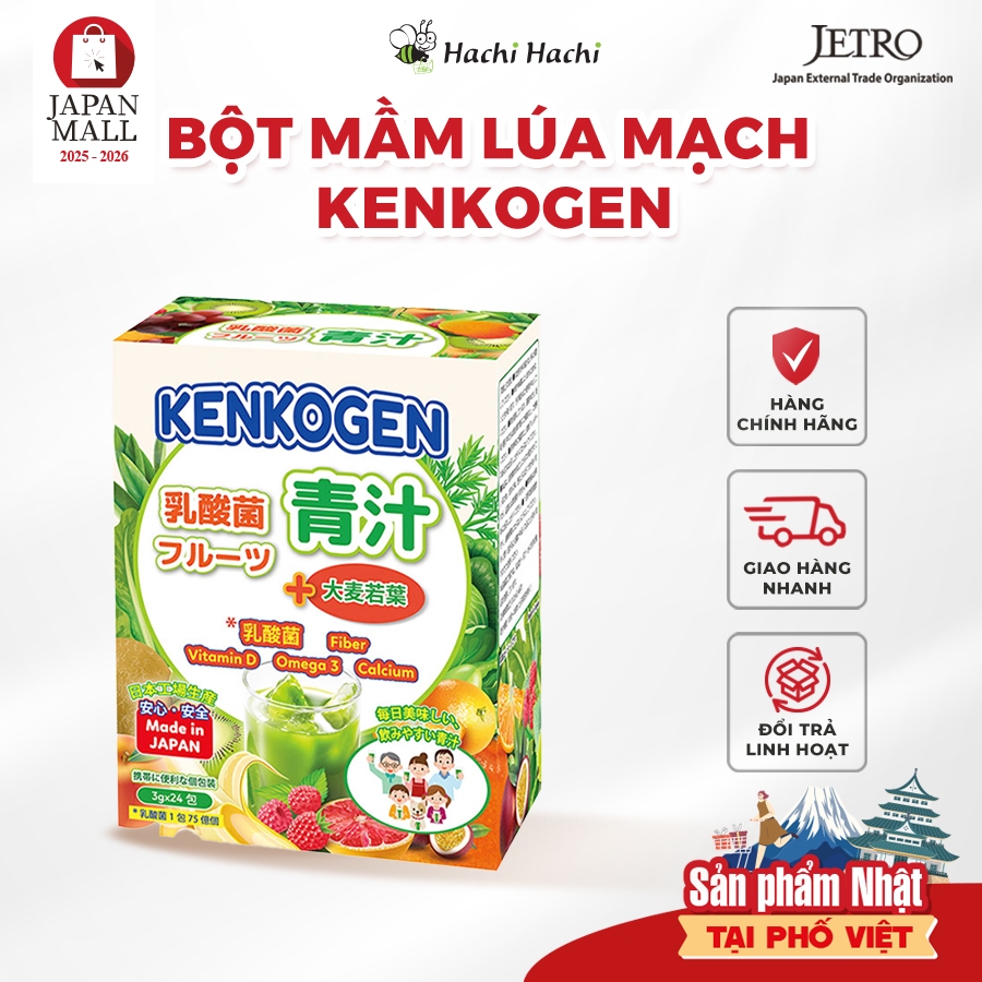 Bột rau củ mầm lúa mạch grass barley Nhật Bản KENKOGEN +16 loại trái cây chất xơ lợi khuẩn vitamin
