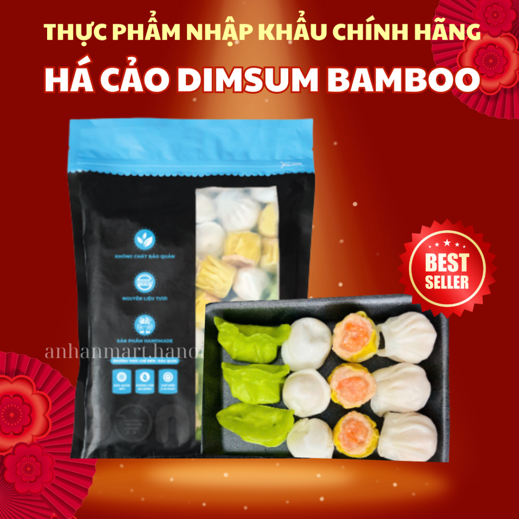 Há cảo dimsum 4in1 Bamboo, há cảo tôm ,xíu mại ,sò điệp bamboo gói 840g