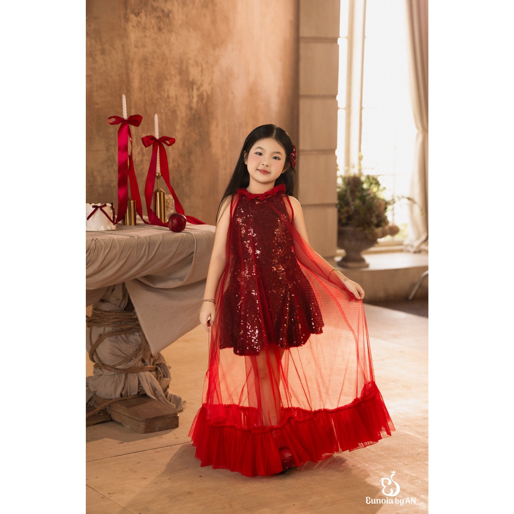 Váy dạ hội Sequin cổ yếm màu đỏ - Váy Ngọc Lựu - BST Xinh Blink - Eunoia By An