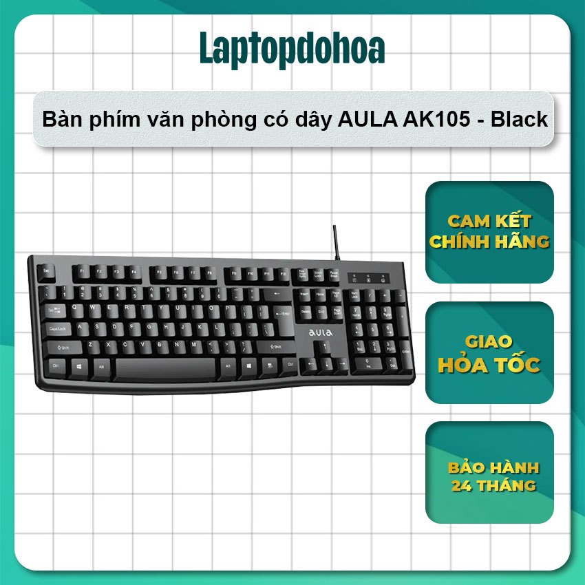 Bàn phím văn phòng có dây AULA AK105 Đen – Bảo hành 24 tháng Chính Hãng