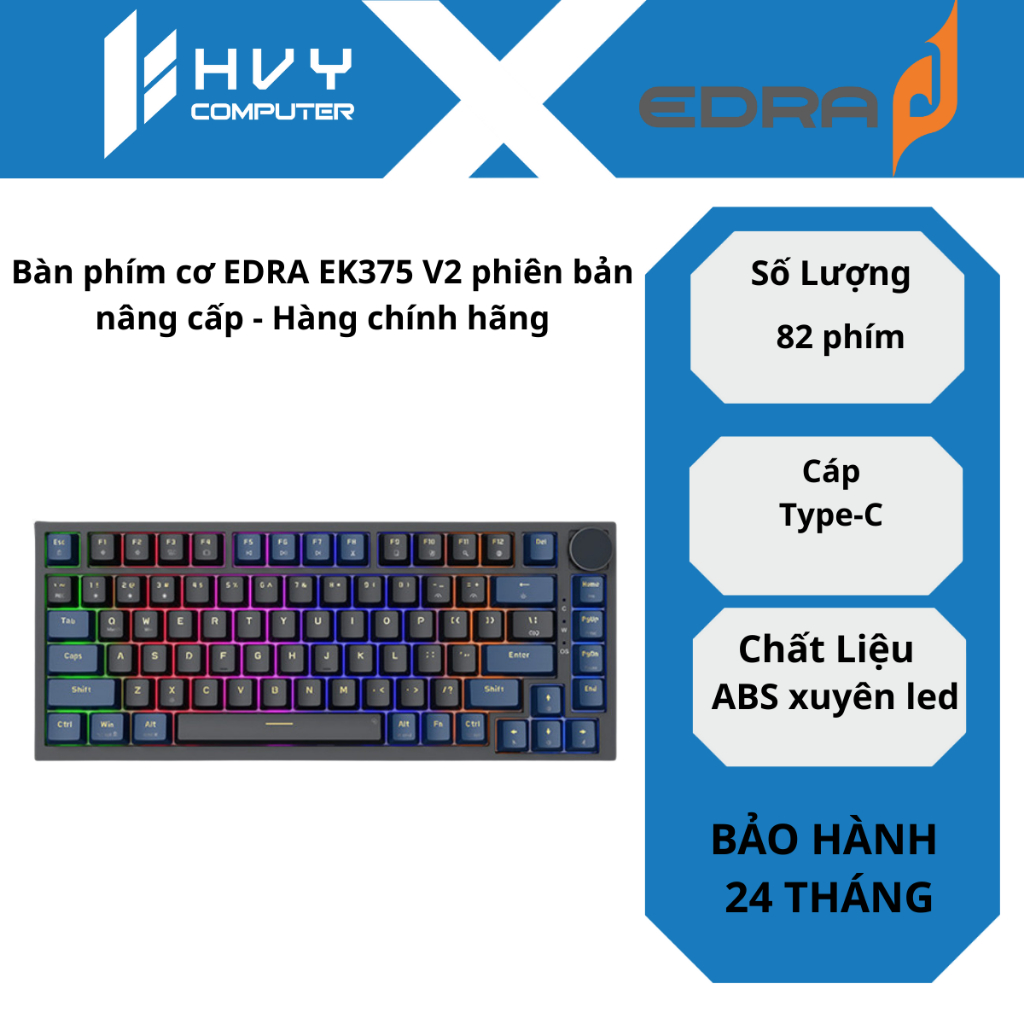 Bàn phím cơ EDRA EK375 V2 phiên bản nâng cấp - Hàng chính hãng
