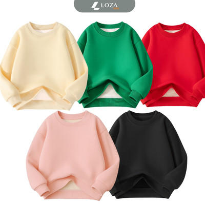 Áo sweater bé trai và bé gái trơn - Áo nỉ trẻ em cổ tròn size từ 18-42kg  Loza Kids PN8010