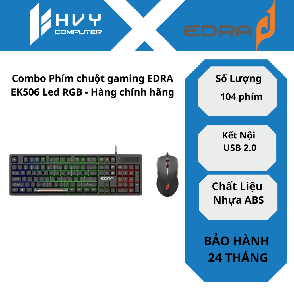 Combo Phím chuột gaming EDRA EK506 Led RGB - Hàng chính hãng