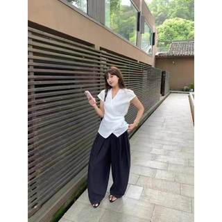 𝗖𝗵𝗶𝗻𝗰𝗵𝘂 - Áo Linen thắt eo nơ lệch tà