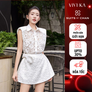  Set đồ nữ Ginny VIVIKA combo áo sơ mi chân váy ngắn quần dài Elvane thiết kế thanh lịch sang trọng phối ren hoa đi chơi 