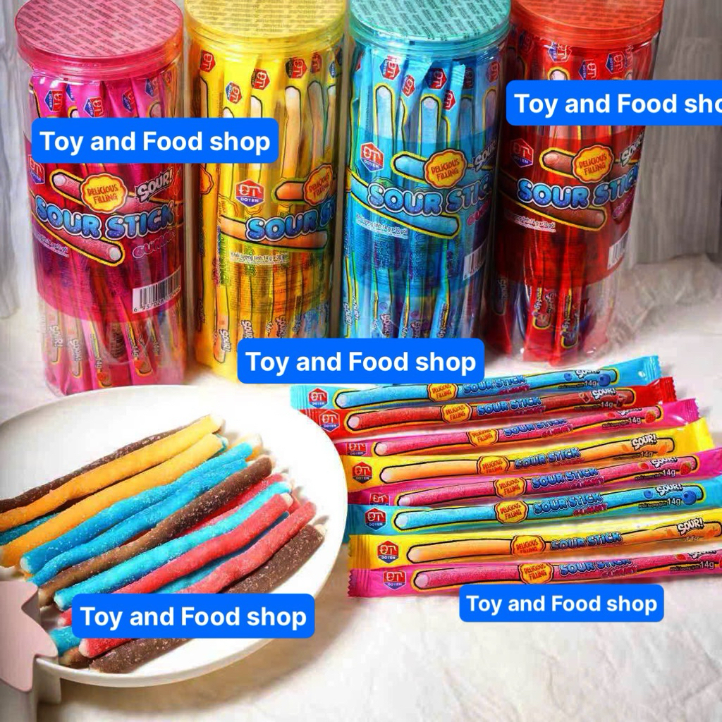 Lọ 30 gói dẻo chua bọc đường Gummy Sour Stick vị hoa quả
