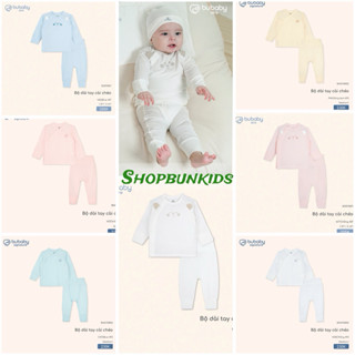    Bubaby   Bộ dài tay sơ sinh Bu Baby cài lệch vải sợi tre mỏng cao cấp BU baby Việt Nam chéo 