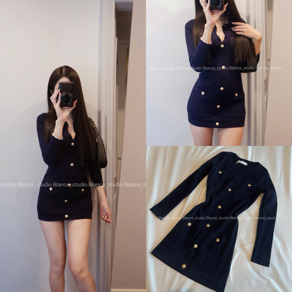 BLANCE STUDIO/ Váy len dệt kim from ngắn sang chảnh dưới m6