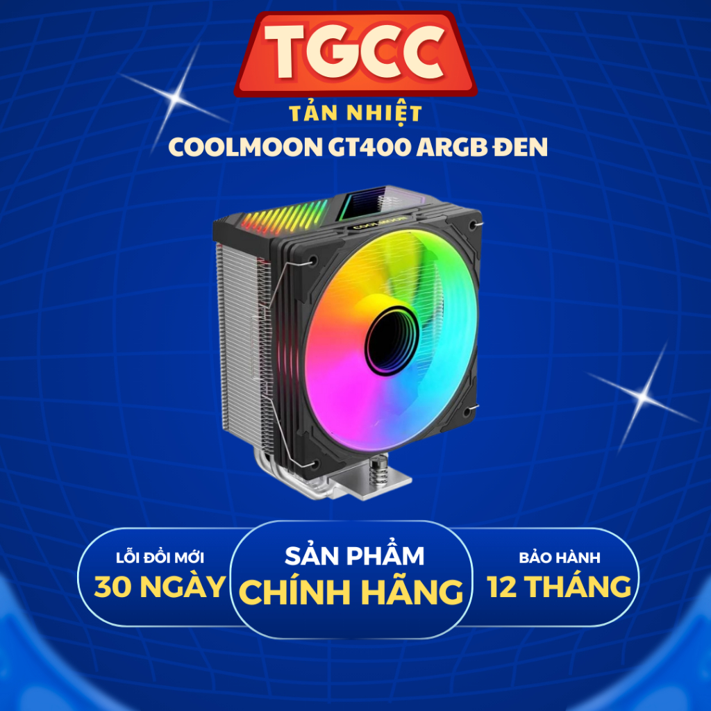 Tản nhiệt khí COOLMOON GT400 ARGB Đen - Hàng New bảo hành 12 tháng