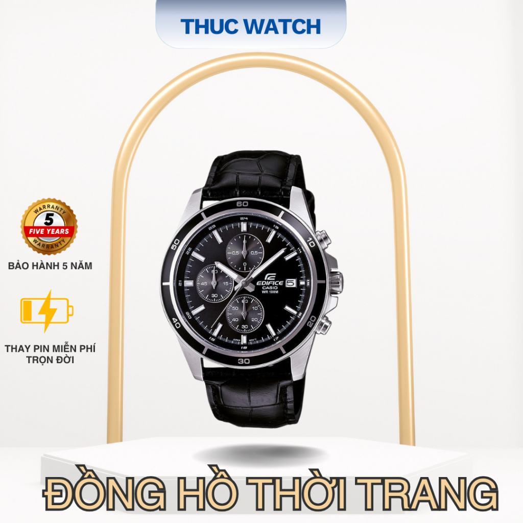 [Hàng Chuẩn] Đồng hồ nam thời trang EFR-526L-1AVUDF size 43mm kháng nước 5 ATM dây da cao cấp