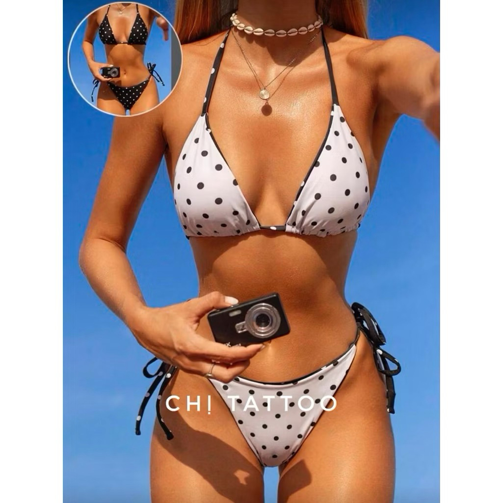 (hàng sẵn-hoả tốc) bikini 2mảnh màu nấu chấm bi basic tôn dáng | BigBuy360 - bigbuy360.vn