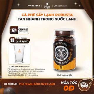   HỎA TỐC HN -TẶNG LY  cà phê robusta đậm đà  30g 80g  - cà phê sấy lạnh hòa tan - cafe rang xay nguyên chất Honee Coffee 