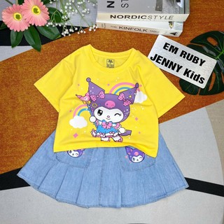  10-36kg Bộ Sun Moon bé gái áo cotton váy jeans xếp ly kitty đi học đi chơi kuromi 