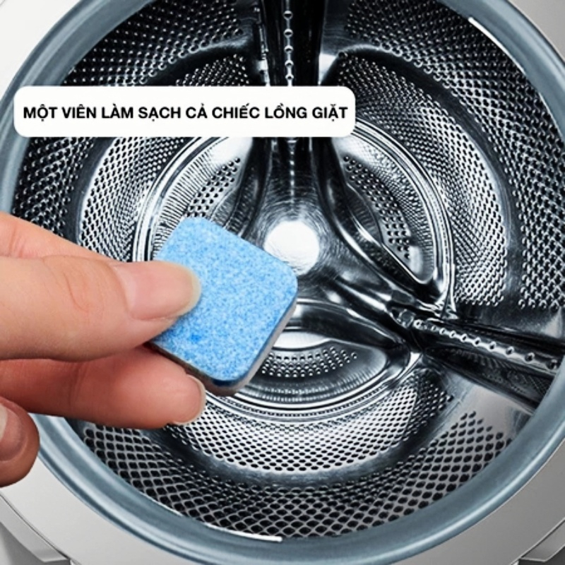 Viên làm sạch máy giặt - Kháng khuẩn, tẩy cặn, khử mùi - Không gây ăn mòn, bảo vệ máy - Phù hợp với nhiều loại máy giặt