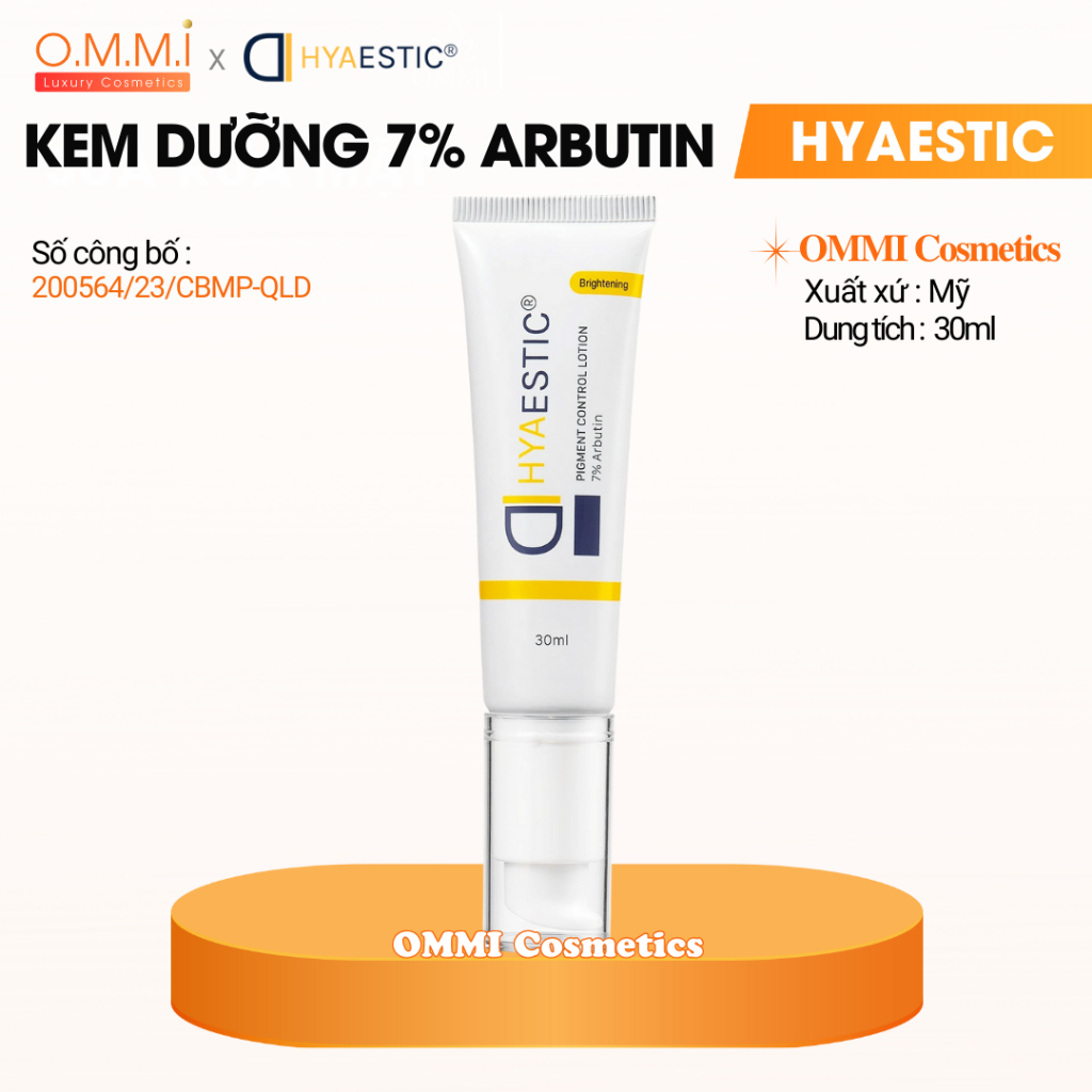 HYAESTIC - Kem dưỡng sáng da, mờ thâm nám 7% Arbutin (30ml) | OMMI Cosmetics