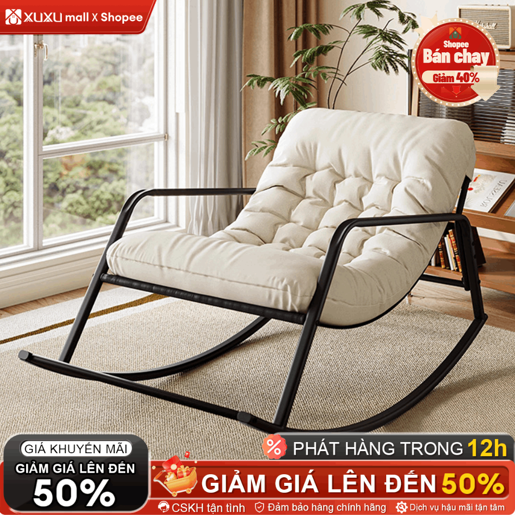 Ghế bập bênh thư giãn Đôi Thư Giãn Mềm Mại Khung Thép Chịu Lực Mạnh Dễ lắp ráp cho người cao tuổi | BigBuy360 - bigbuy360.vn