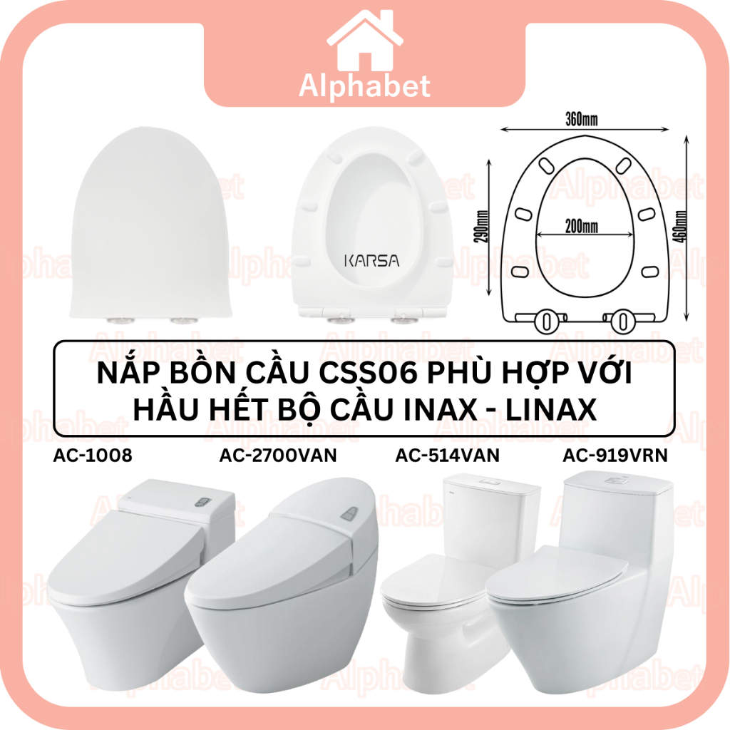 Nắp bồn cầu INAX - LINAX thay thế chính hãng KARSA AC504VAN AC702 AC909 AC2700 AC1008 AC700 AC900 AC