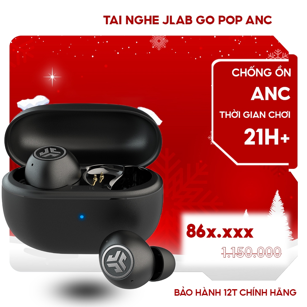 Tai Nghe Bluetooth Jlab Go Pop Chống Ồn Chủ Động Anc Pin Trâu 24h True Wireless Không Ko Dây Chính H
