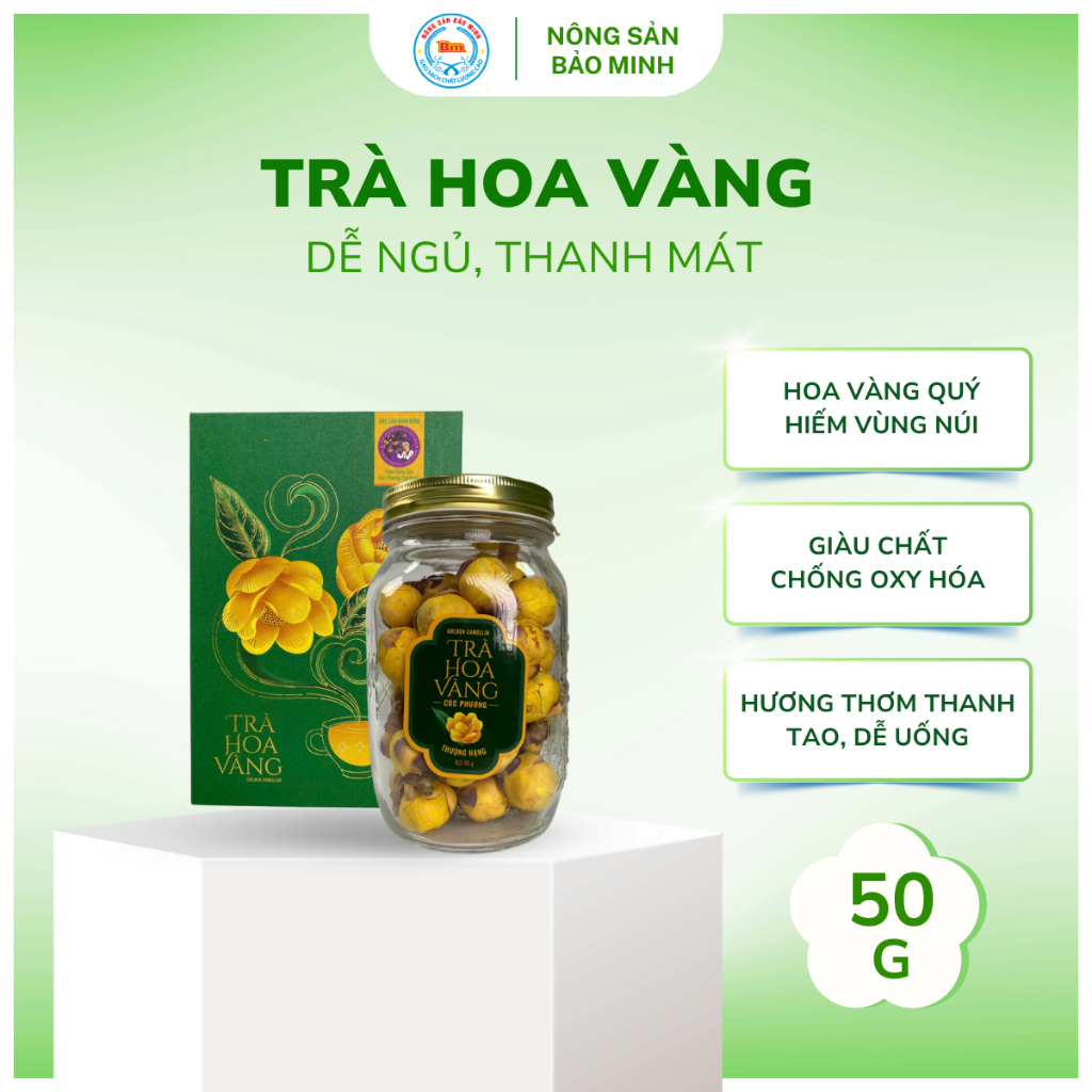 Trà hoa vàng Ninh Bình – Chống oxy hóa, thơm dịu, tốt cho tim mạch – Hộp 50g