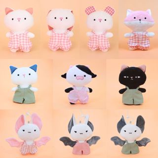   tặng móc silicon  Thú bông mini vải nỉ nhung thỏ hồng mèo hồng chuột hồng cáo hồng dơi xám hồng có kèm trang phục 