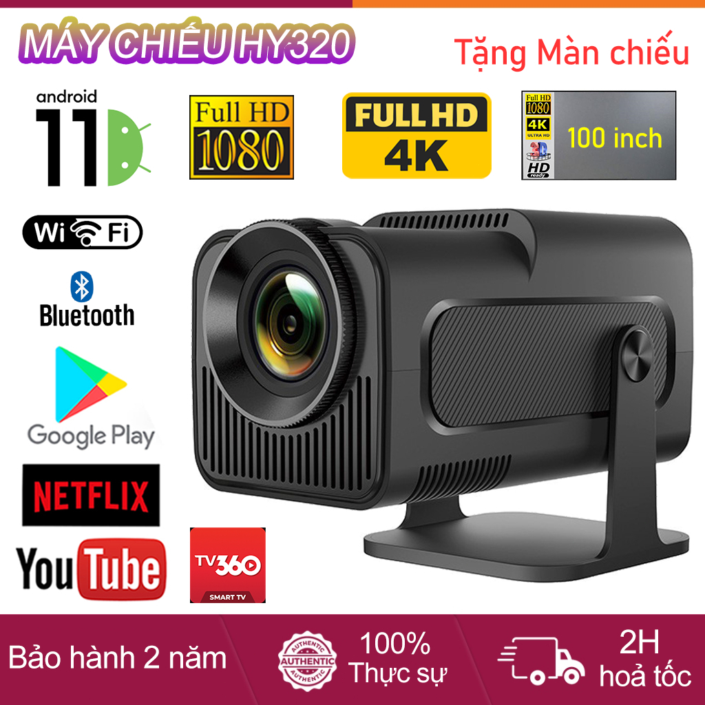 Máy chiếu mini HY320/320mini Full HD 1080P 4K WiFi Bluetooth Android11 Tự động sửa keystone Kết nối điện thoại Laptop | BigBuy360 - bigbuy360.vn