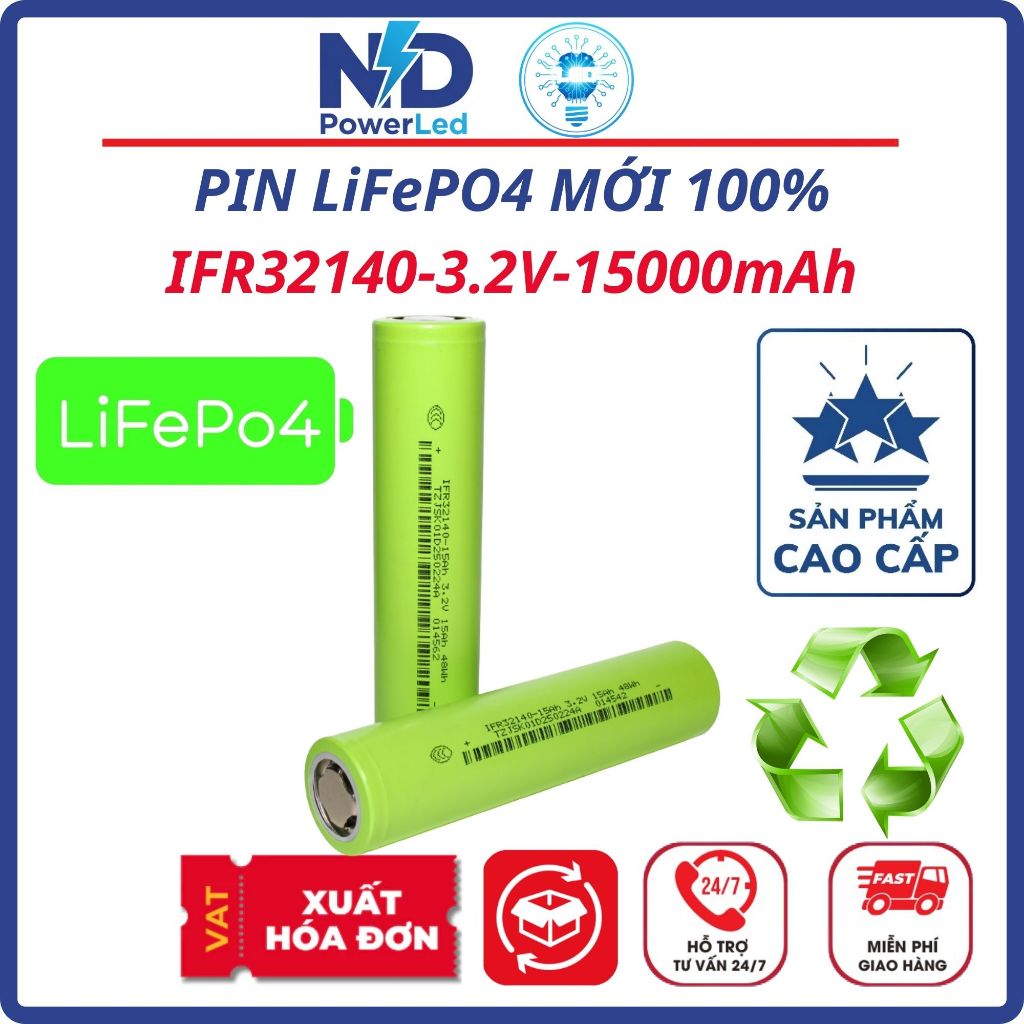 Pin LiFePO4 JSK 32140-3.2V-15000mAh dòng xả 45A (3C) Mới 100%
