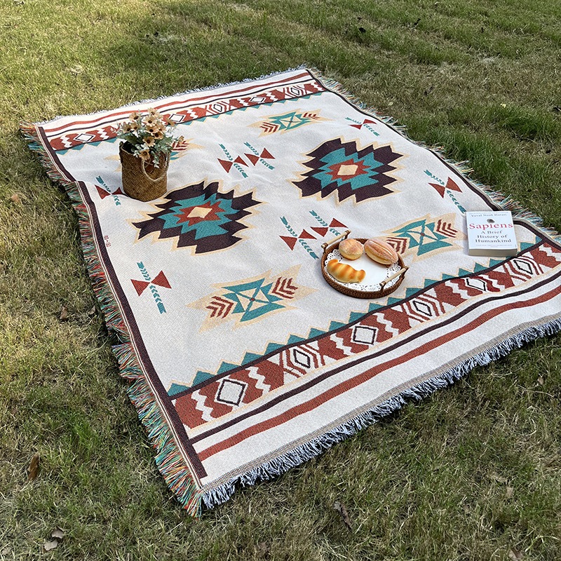 Thảm dã ngoại phong cách BOHEMIAN Cao cấp/ Blanket đa năng picnic, camping, sofa hoặc dùng làm chăn 