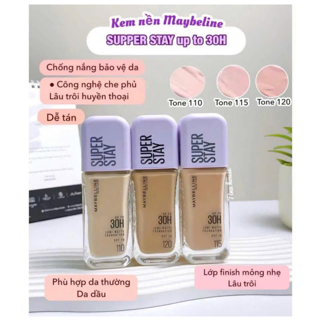 Kem Nền Maybelline Bắt Sáng Che Phủ Siêu Nhẹ Superstay Up To 30H Lumi Matte Foundation-COD+ quà tặng