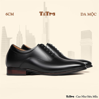    6CM   Giày Cao Nam T&Tra A214 Đen - Đánh Màu Thủ Công Patina 