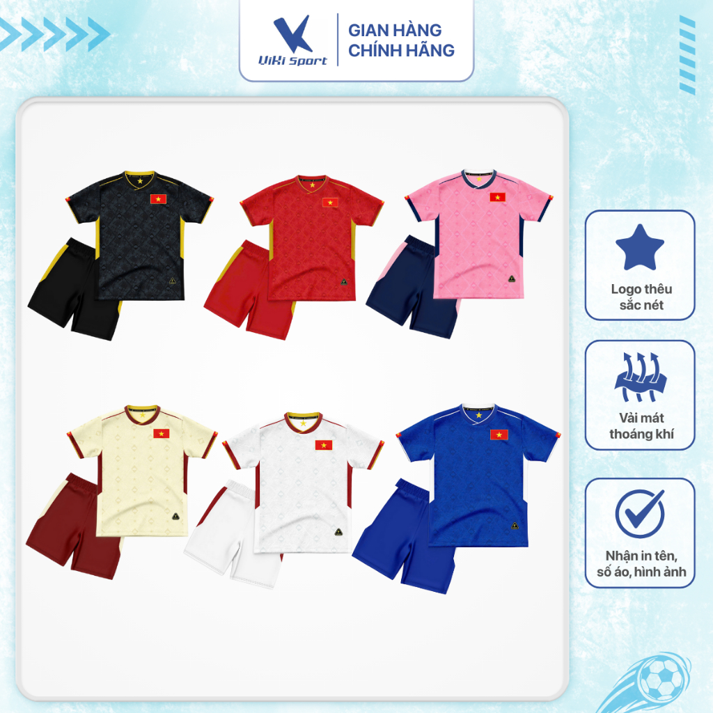 Đồ đá banh cho bé Từ 10kg đến 45kg, chất thun mè cao cấp, mịn mát | ViKi Sport