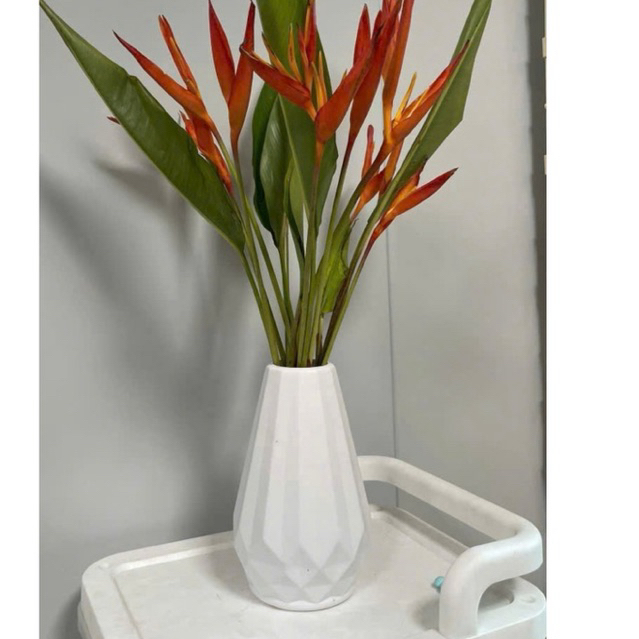Lọ hoa nhựa giả gốm màu trắng trang trí cắm hoa decor 22cm,20cm