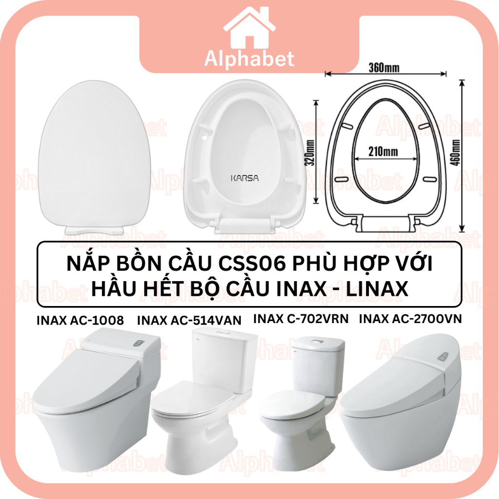 Nắp bồn cầu INAX - LINAX thay thế chính hãng KARSA AC504VAN AC702 AC909 AC2700 AC1008 AC700 AC900 AC