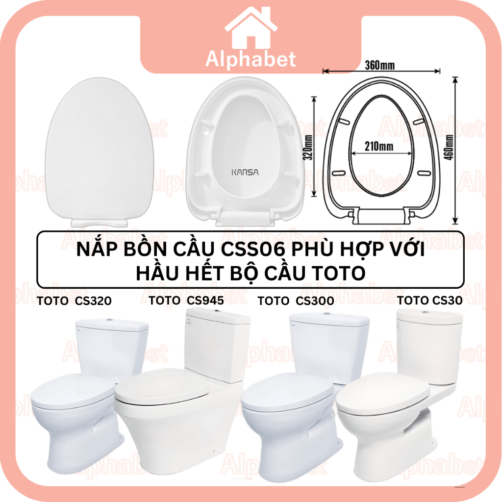 Nắp bồn cầu TOTO thay thế chính hãng KARSA CS300 CS320 CS945 CS864 CS688 CS887 CS884 CS636 CS889 CS6